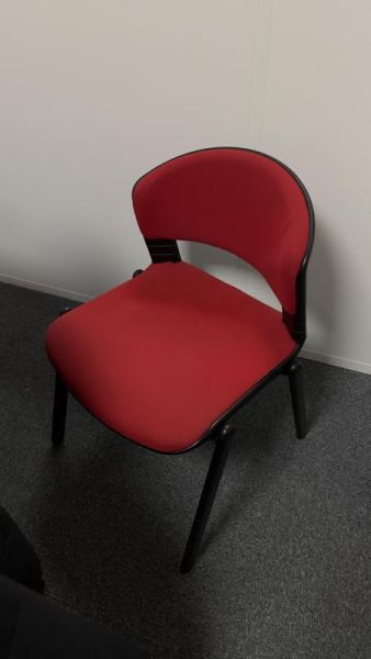 Chaise visiteur - Tissu Et Métal - Rouge et noir