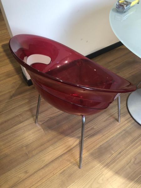 Chaise visiteur - Pvc et metal - PVC rose  et pied gris